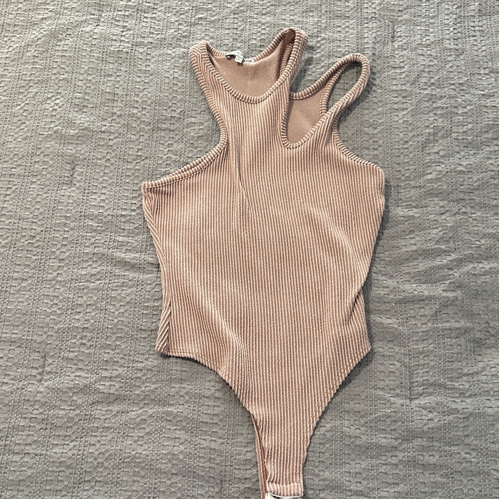 Fashion Nova Ribbed Nude/Taupe Bodysuit